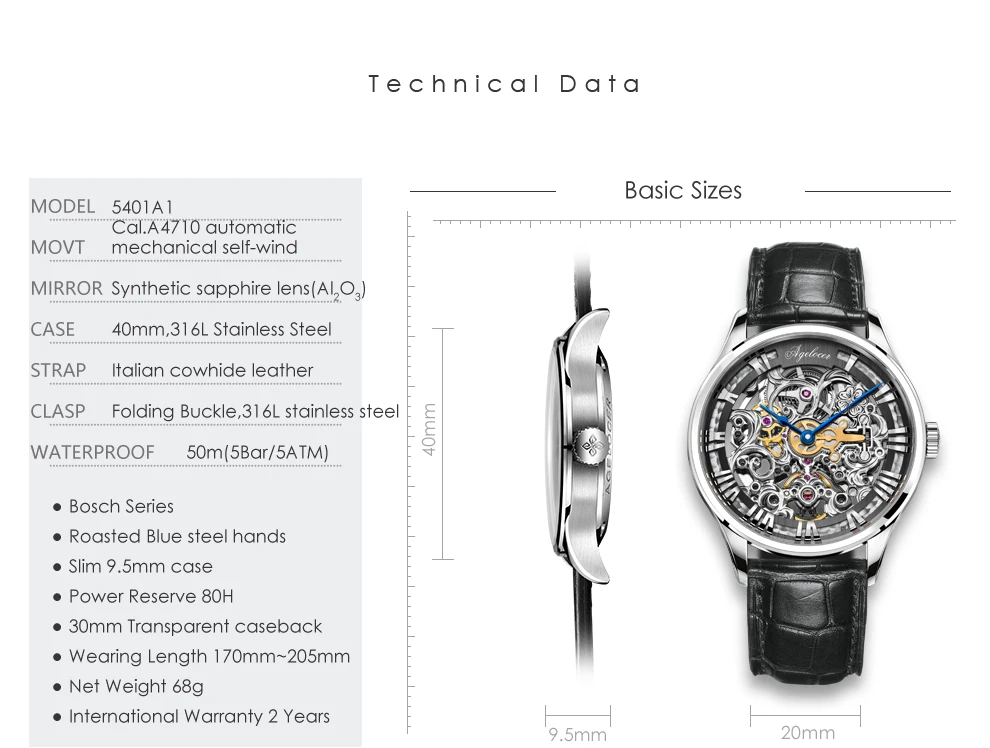 AGELOCER Swiss Luxury Brand Skeleton Watch