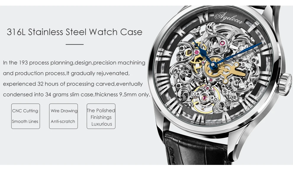 AGELOCER Swiss Luxury Brand Skeleton Watch