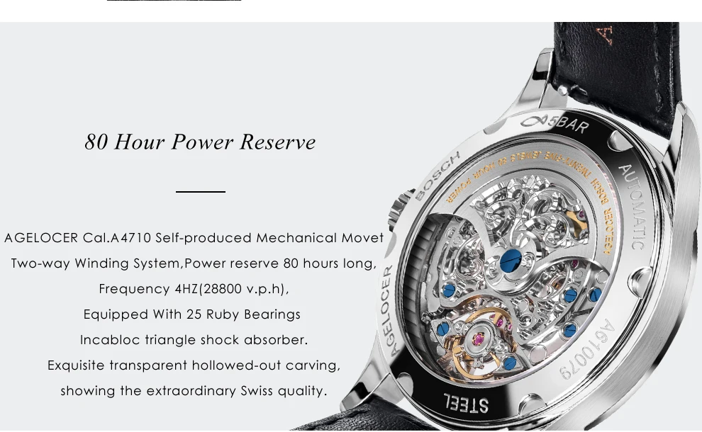 AGELOCER Swiss Luxury Brand Skeleton Watch