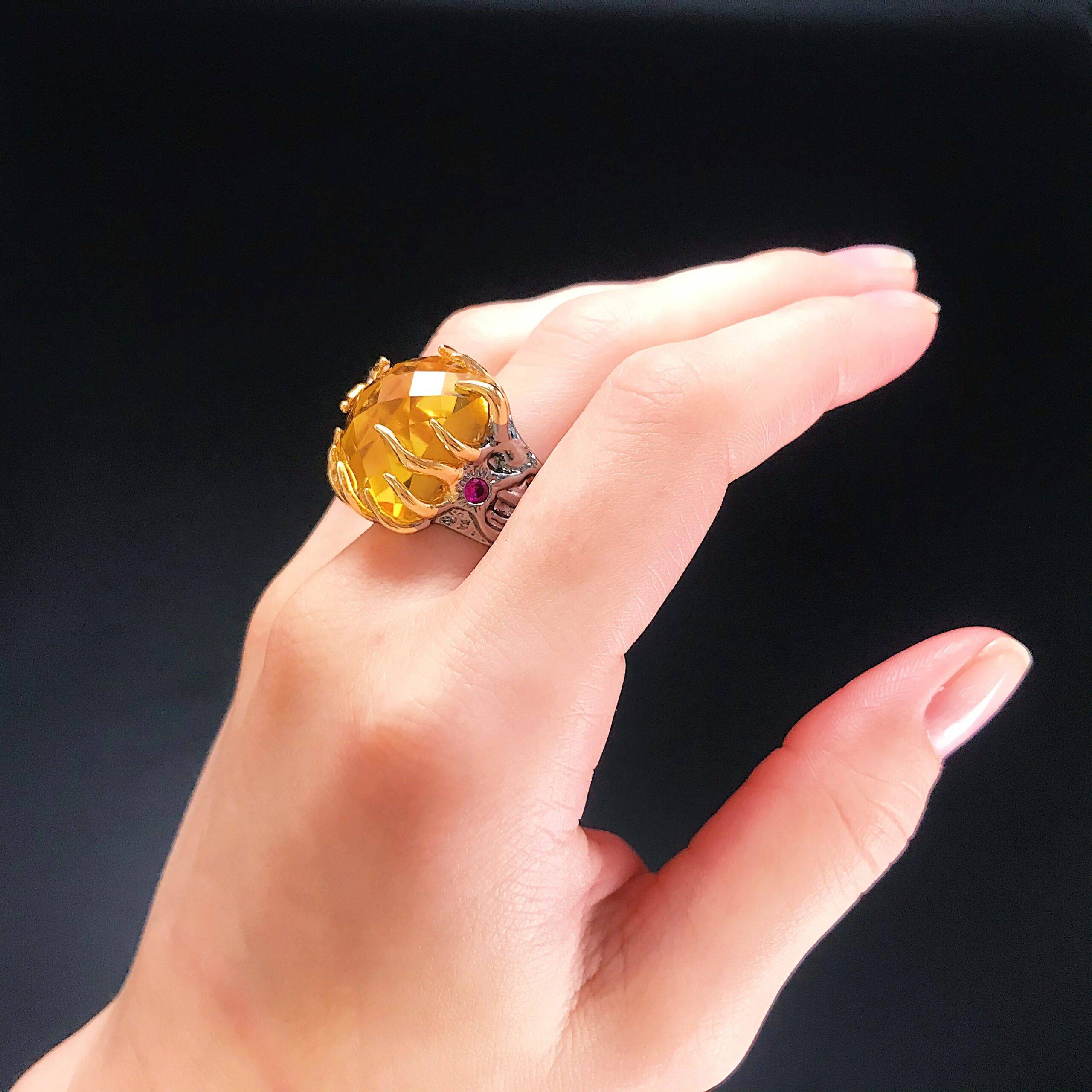 Flame Look Yellow Zircon Wedding Engagement Rings
