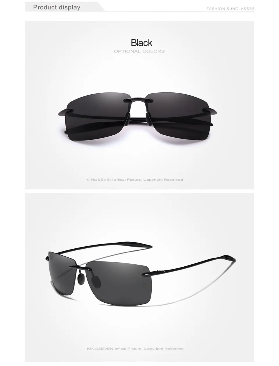 Rimless Sunglasses Men Ultralight Square Frameless