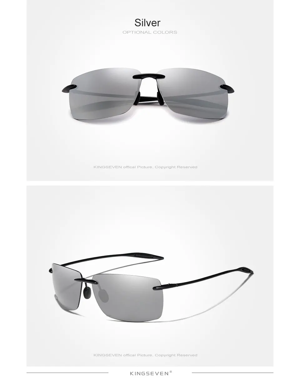 Rimless Sunglasses Men Ultralight Square Frameless