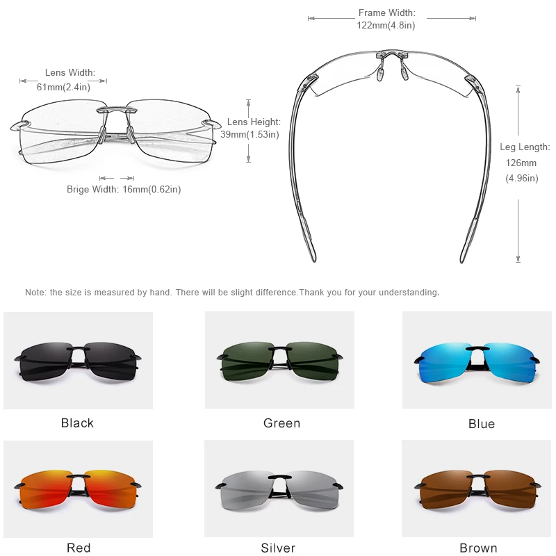 Rimless Sunglasses Men Ultralight Square Frameless