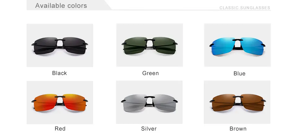 Rimless Sunglasses Men Ultralight Square Frameless