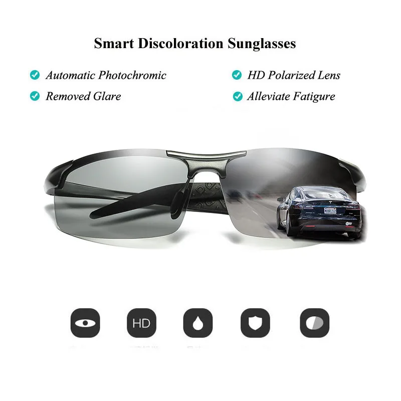 Photochromic Men's Sunglasses Polarized Anti Glare