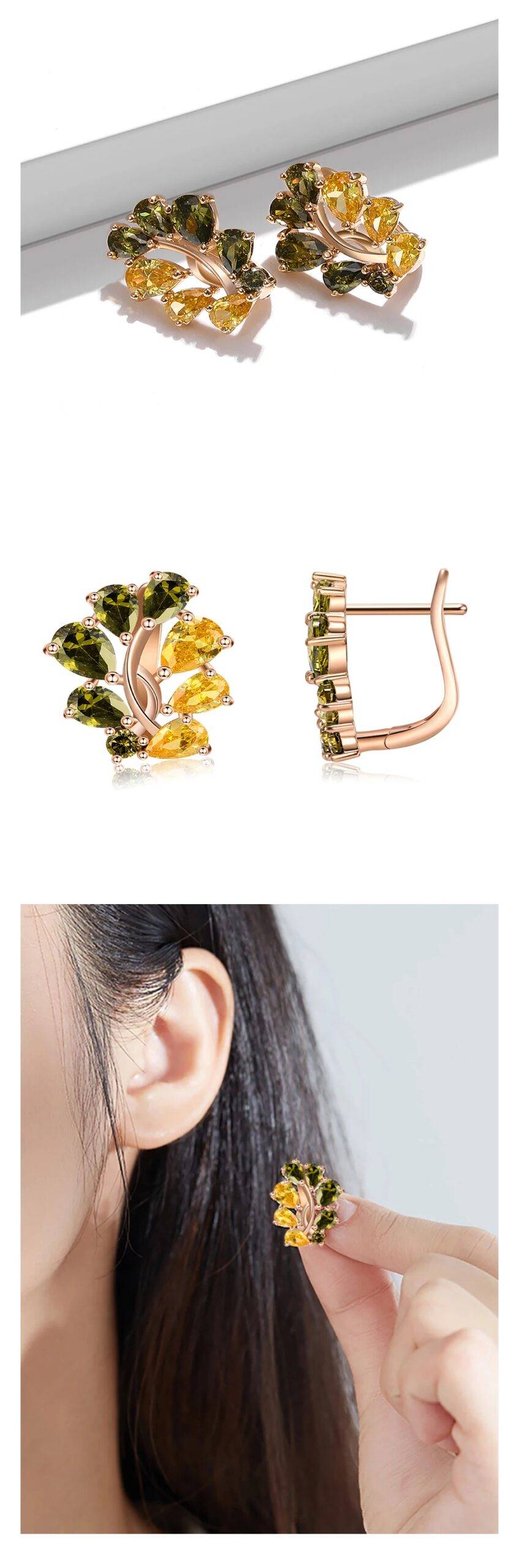 Fashion Earring For Women Multi-Color Earrings CZ Olive Tree