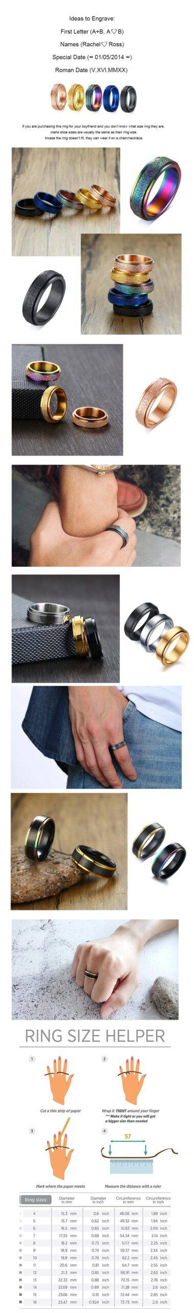 Spinner Rings for Anxiety for Men Women 6mm Sandblast Finish