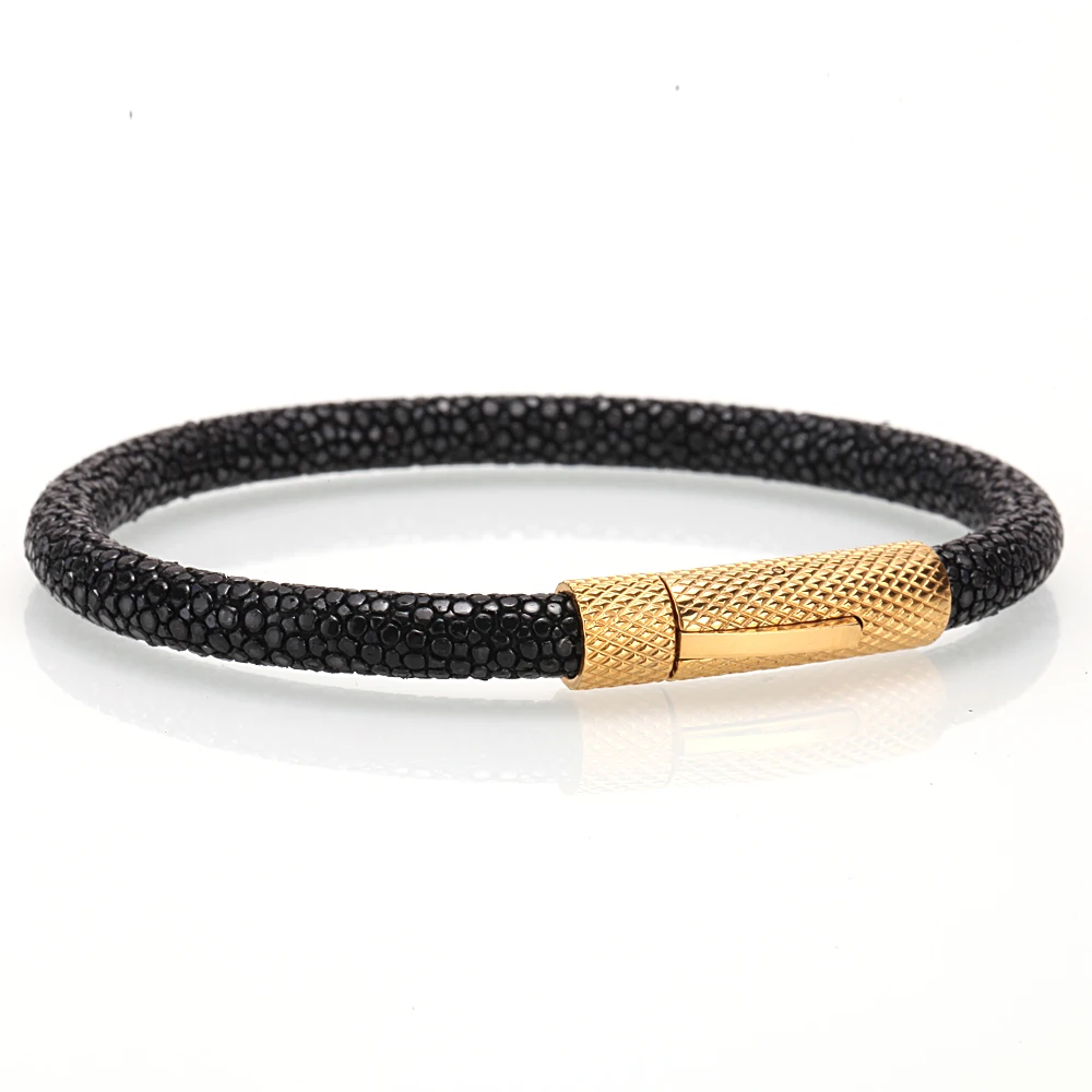 Genuine Stingray Leather Mens luxury Charm Bracelets