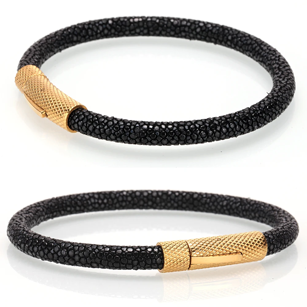 Genuine Stingray Leather Mens luxury Charm Bracelets