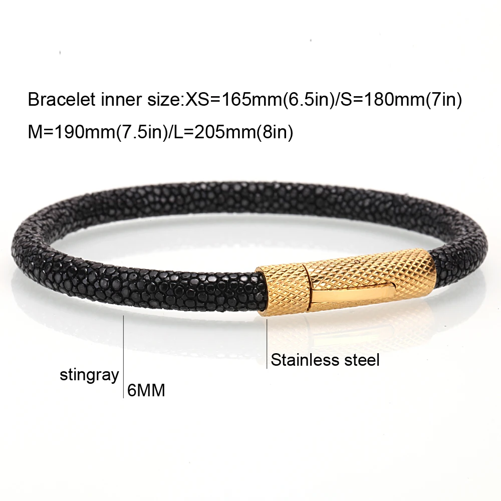 Genuine Stingray Leather Mens luxury Charm Bracelets
