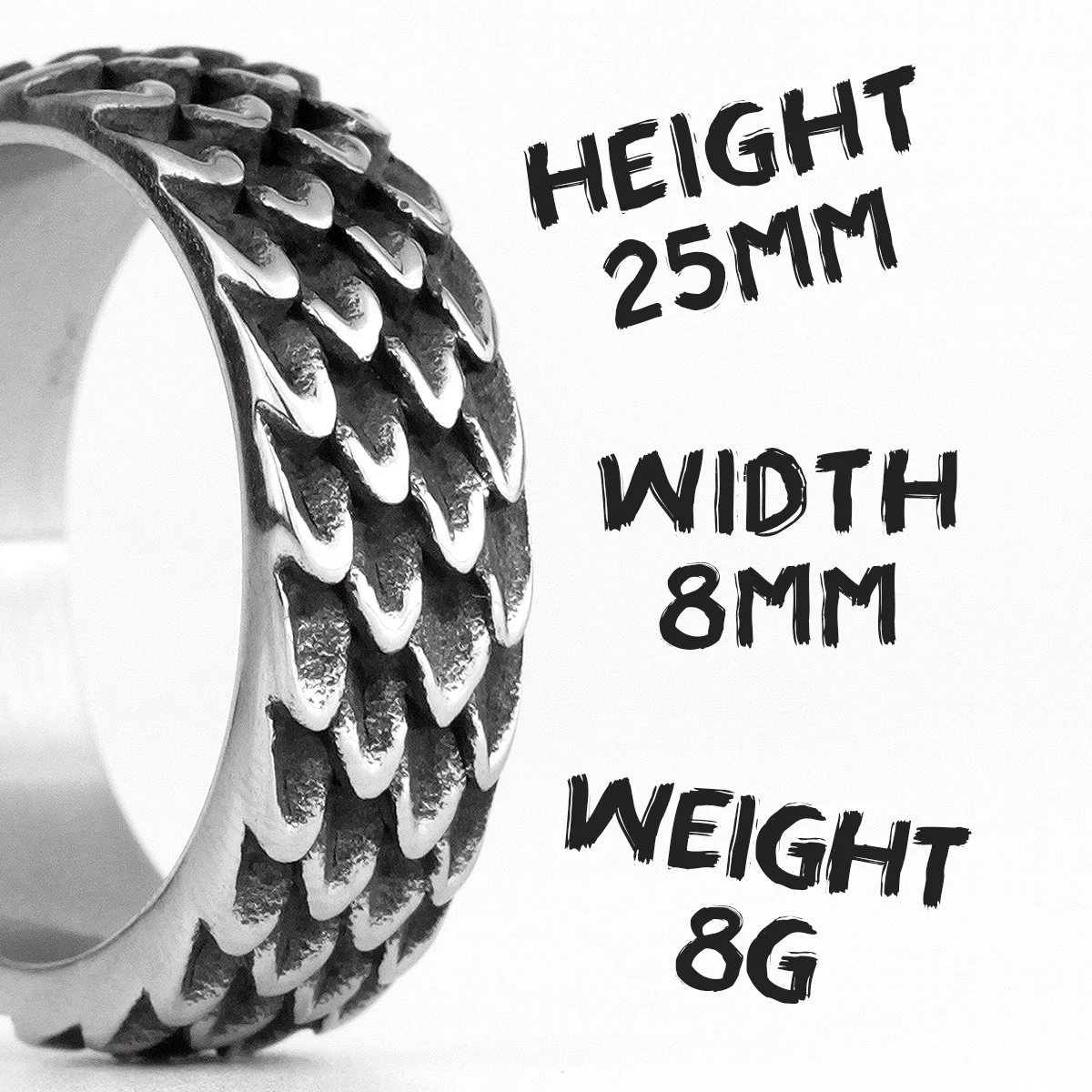 Evil Dragon Scale Stainless Steel Punk Biker Rings