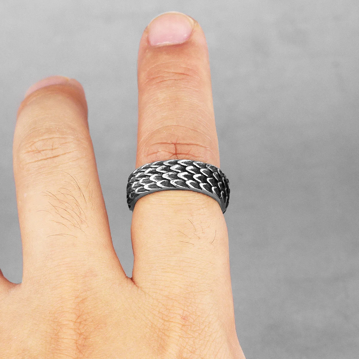 Evil Dragon Scale Stainless Steel Punk Biker Rings