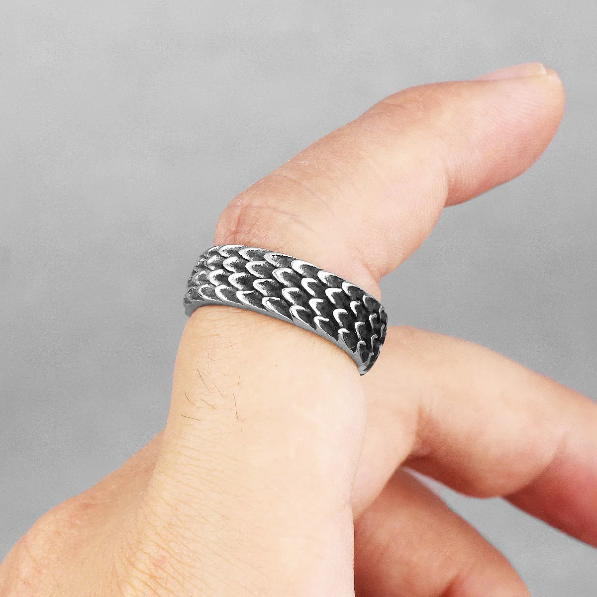 Evil Dragon Scale Stainless Steel Punk Biker Rings