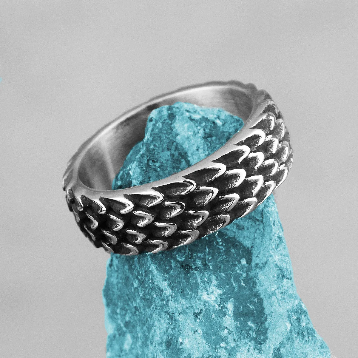 Evil Dragon Scale Stainless Steel Punk Biker Rings