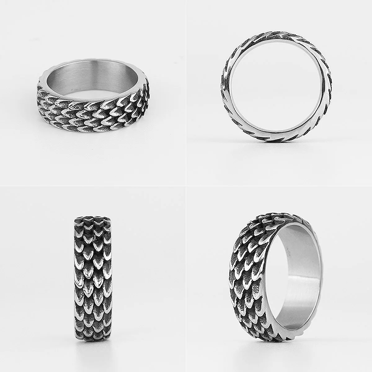 Evil Dragon Scale Stainless Steel Punk Biker Rings