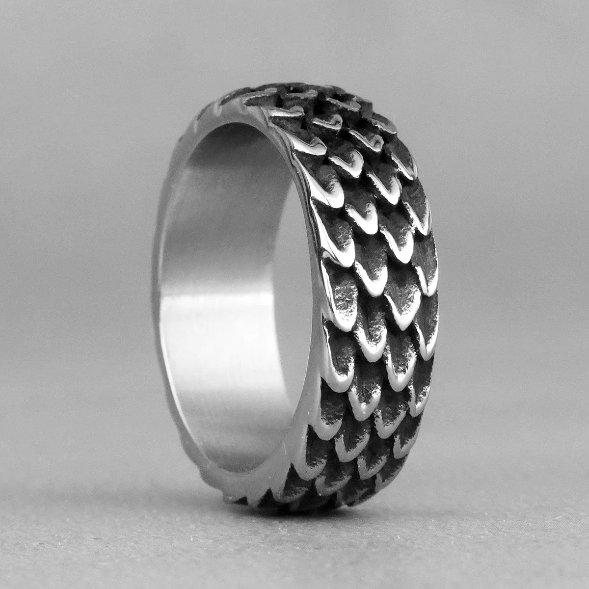 Evil Dragon Scale Stainless Steel Punk Biker Rings