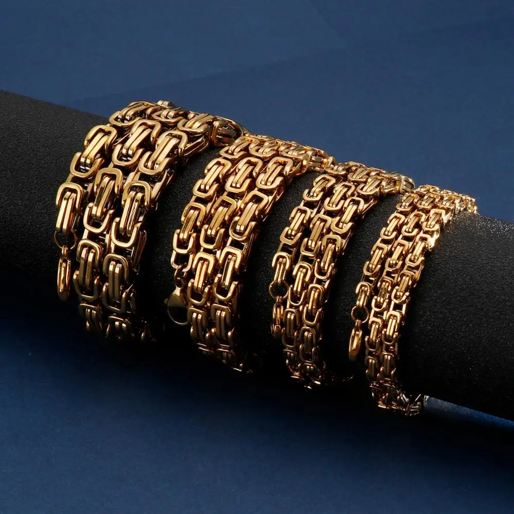 4/5/6/8mm Width Royal Box Chain Necklace for Men