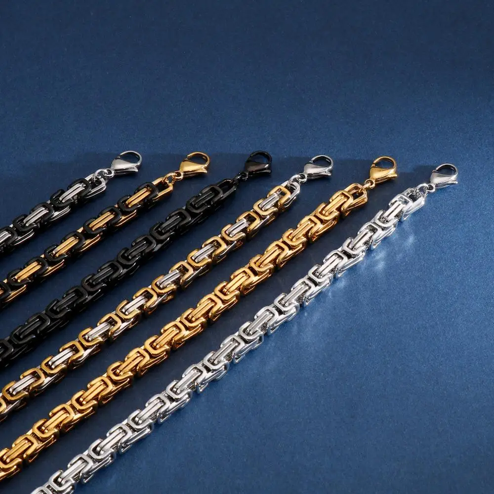 4/5/6/8mm Width Royal Box Chain Necklace for Men