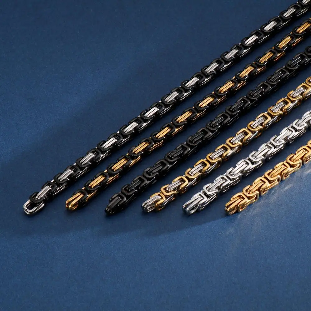 4/5/6/8mm Width Royal Box Chain Necklace for Men