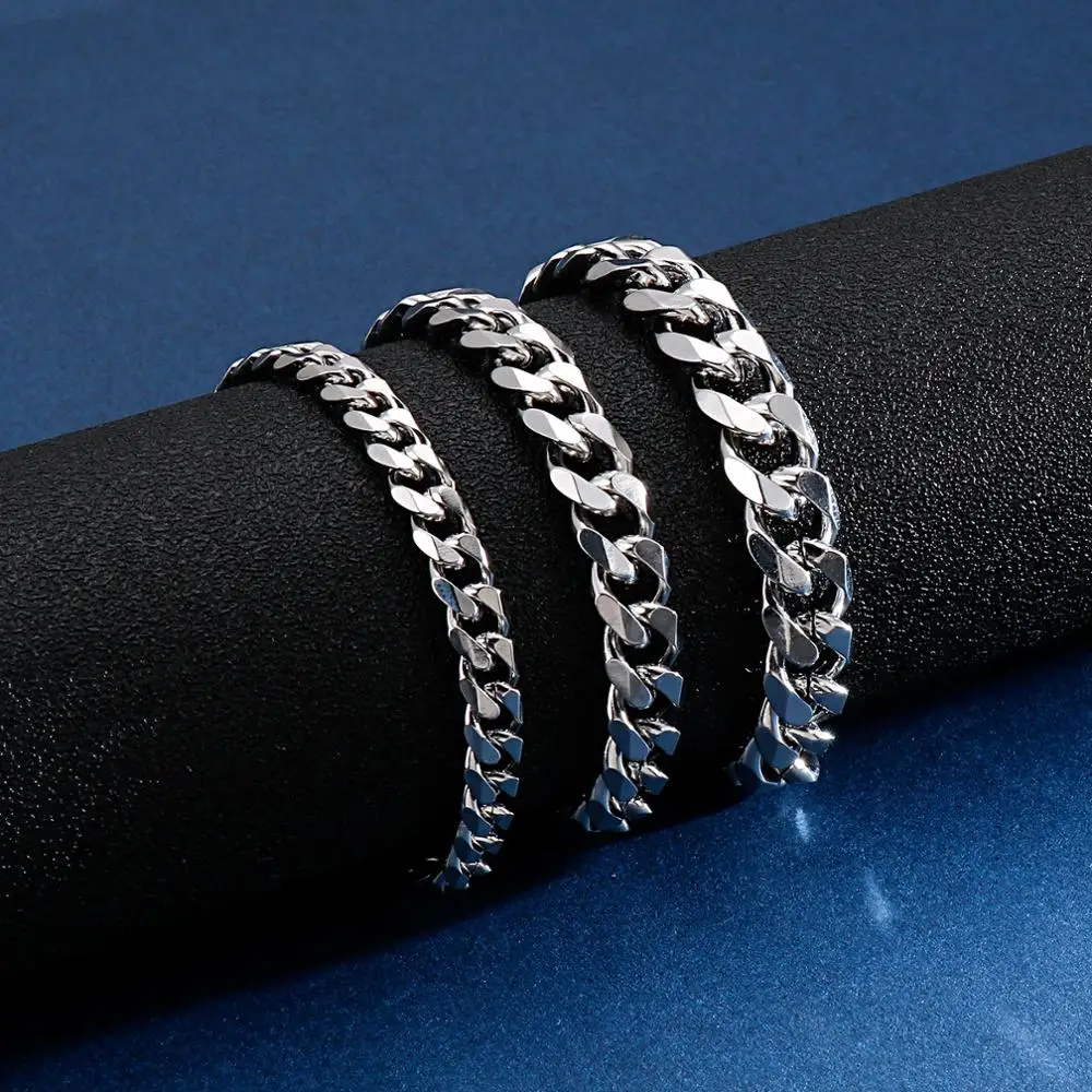7/8/9/10mm Width Stainless Steel Cuban Bracelet for Men