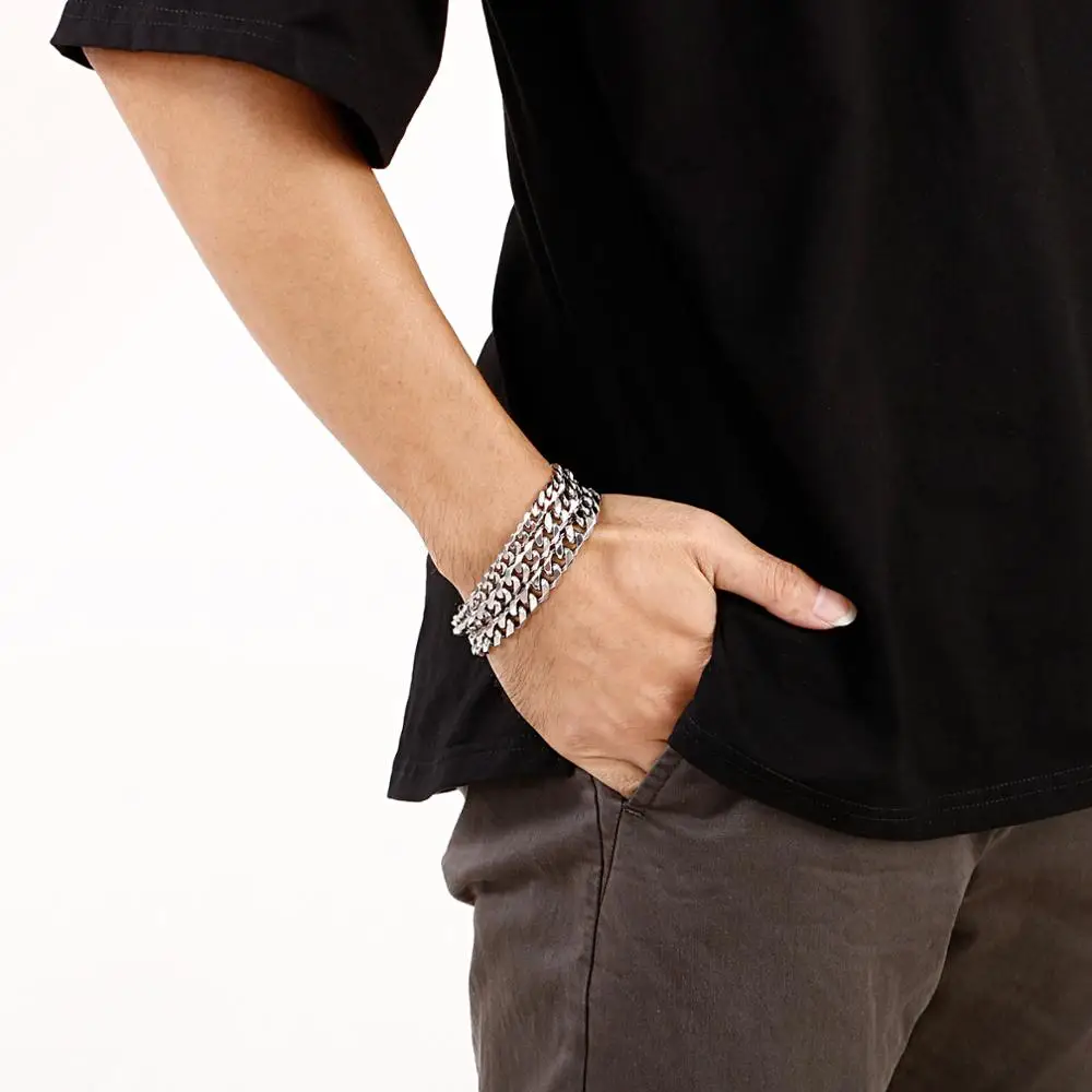 7/8/9/10mm Width Stainless Steel Cuban Bracelet for Men