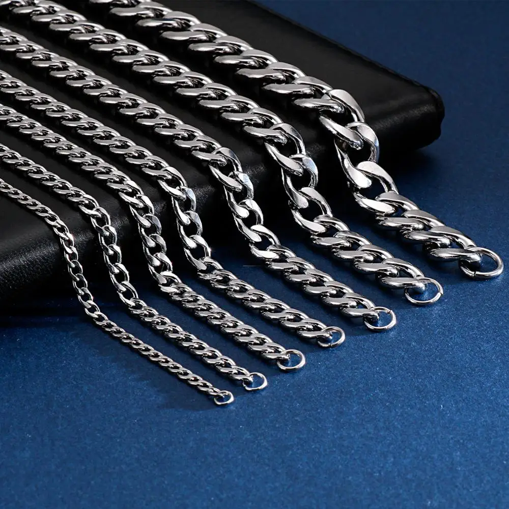 3/4/5/6/8/9/11mm Stainless Steel Classic Cuban Curb Chain Bracelet