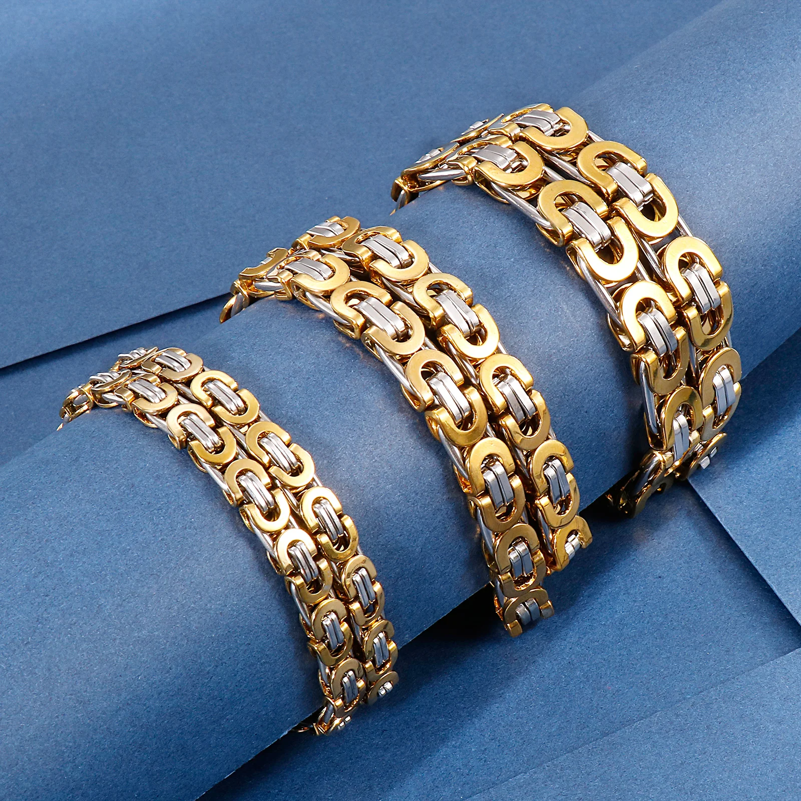 6/8/10mm Byzantine Chain Bracelets Stainless Steel