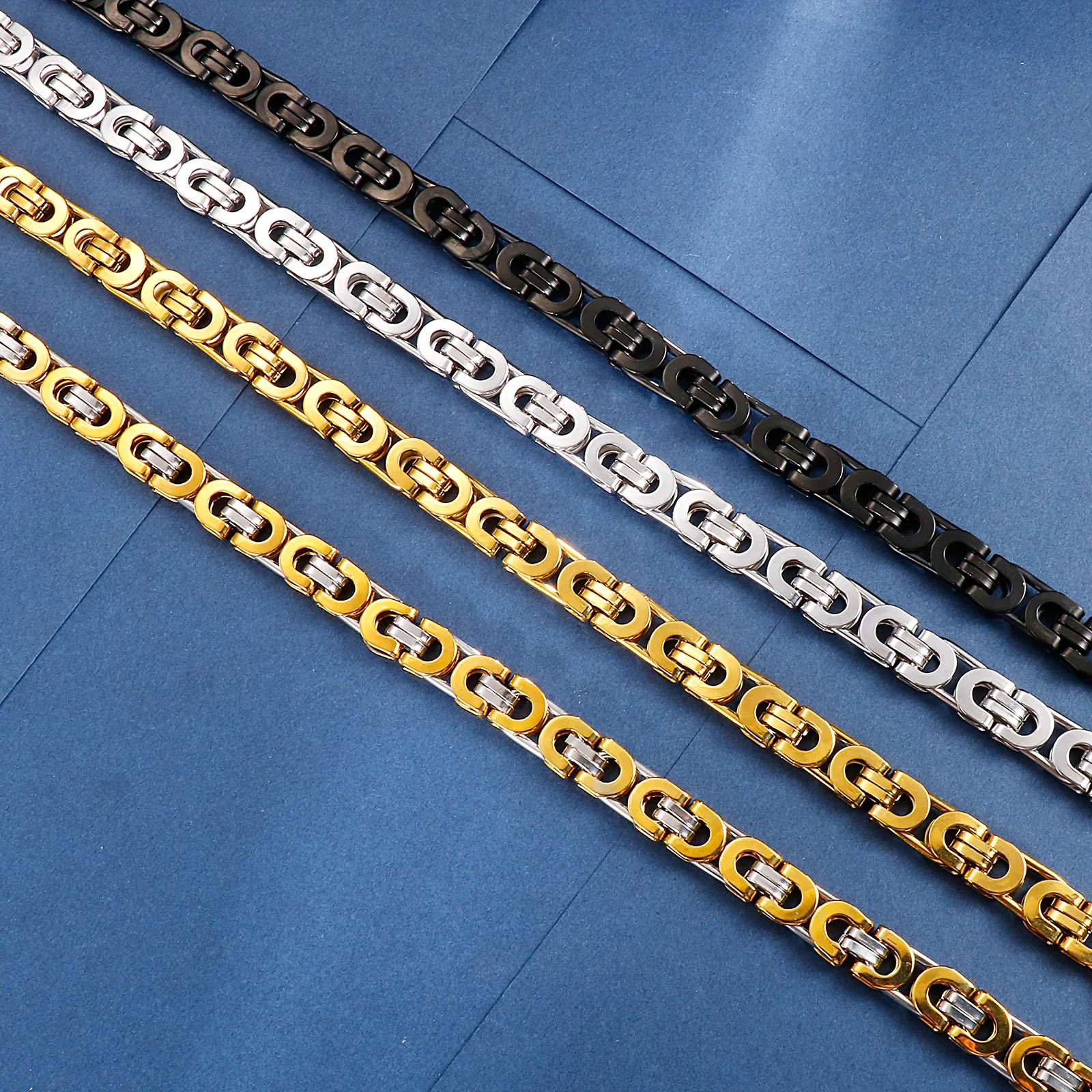 6/8/10mm Byzantine Chain Bracelets Stainless Steel