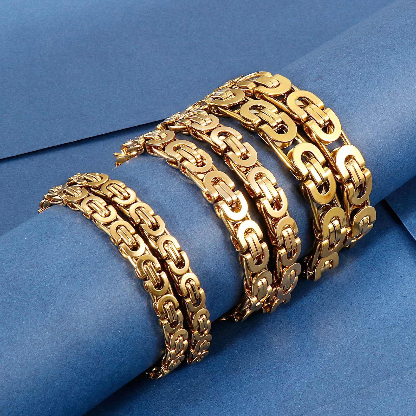 6/8/10mm Byzantine Chain Bracelets Stainless Steel