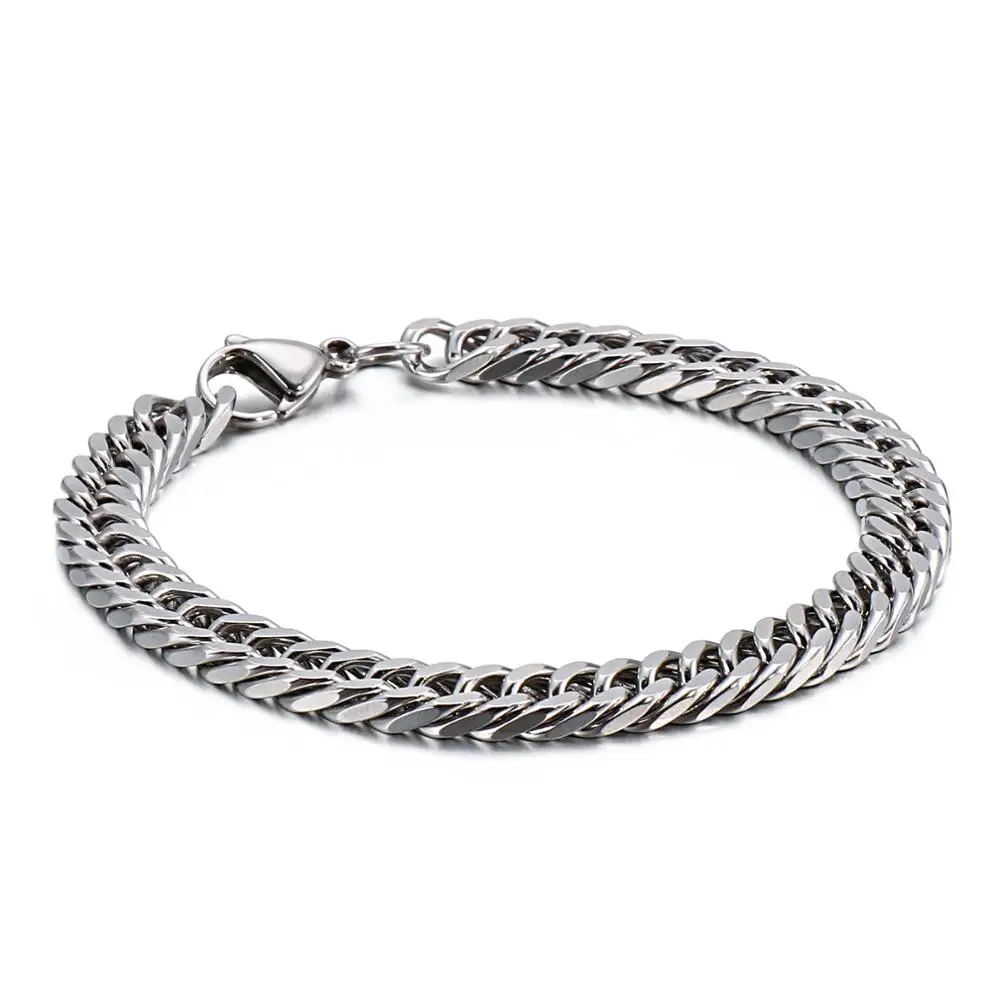 5/6/7mm Width Metal Curb Chain Men Bracelets