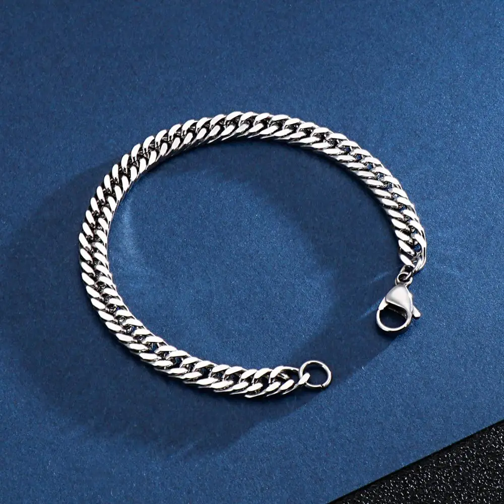 5/6/7mm Width Metal Curb Chain Men Bracelets