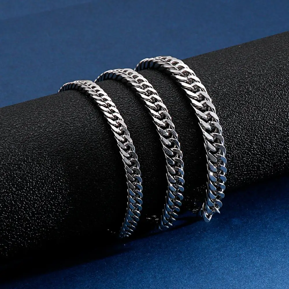 5/6/7mm Width Metal Curb Chain Men Bracelets