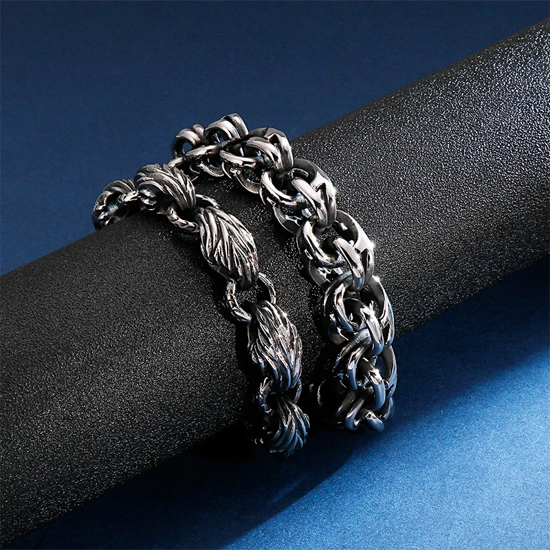 Punk Twisted Link Chain Mens Bracelet