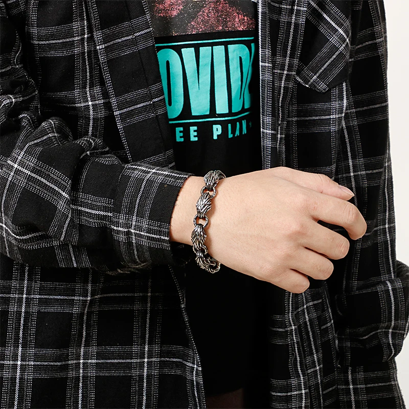 Punk Twisted Link Chain Mens Bracelet