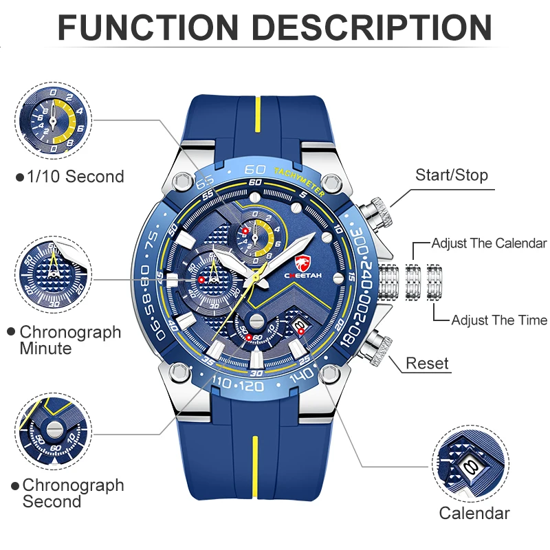 Cheetah Chronograph Quartz Mens Sports Watches