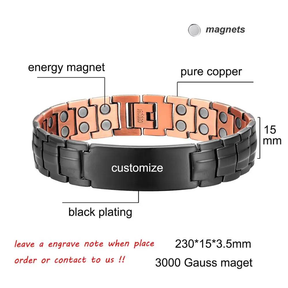 Copper Magnetic Bracelet Personalize ID Name Bracelets