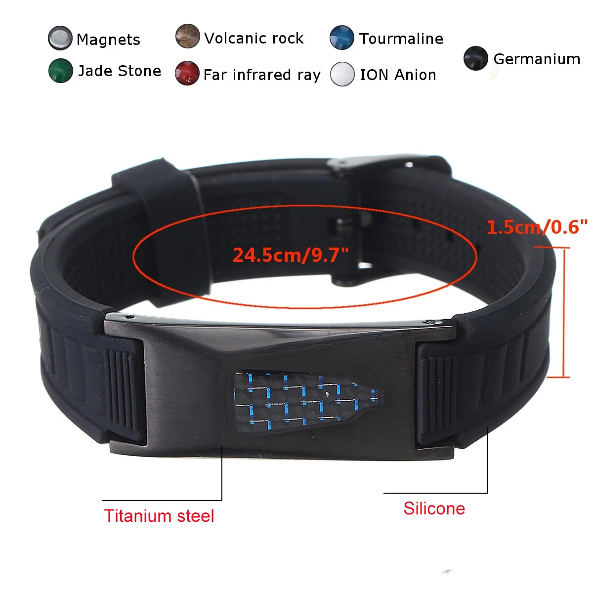 Titanium Silicone Magnetic Energy Power Bio Armband