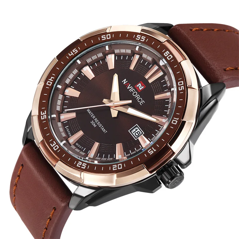 NAVIFORCE Sport Quartz Watches Leather Band
