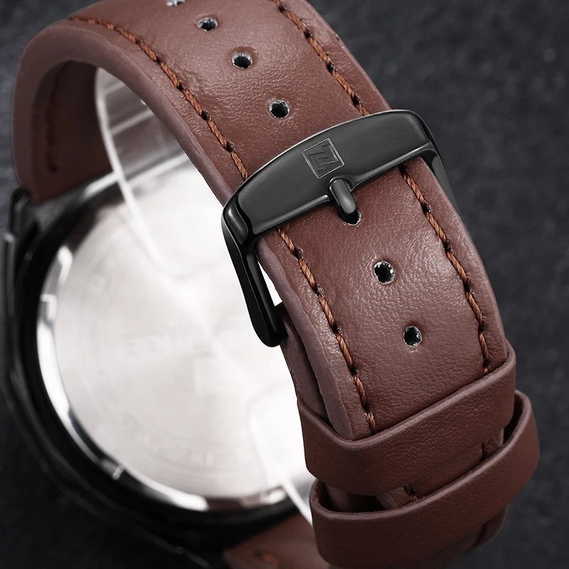 NAVIFORCE Sport Quartz Watches Leather Band