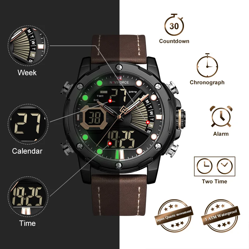 NAVIFORCE Sport Military Analog Digital Watch