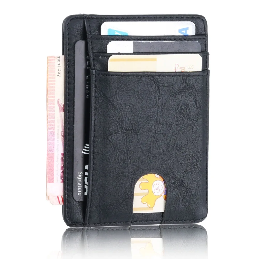 Slim RFID Blocking Leather Wallet Credit ID Cards