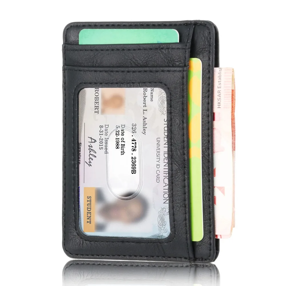 Slim RFID Blocking Leather Wallet Credit ID Cards