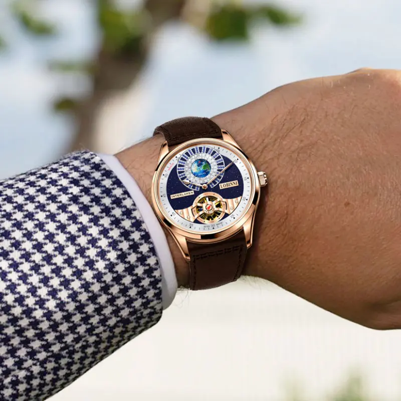 New LOBINNI Skeleton Automatic Mechanical Watches