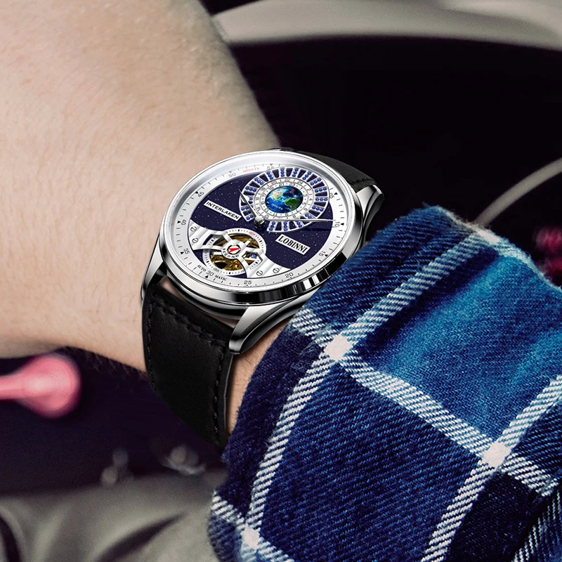 New LOBINNI Skeleton Automatic Mechanical Watches