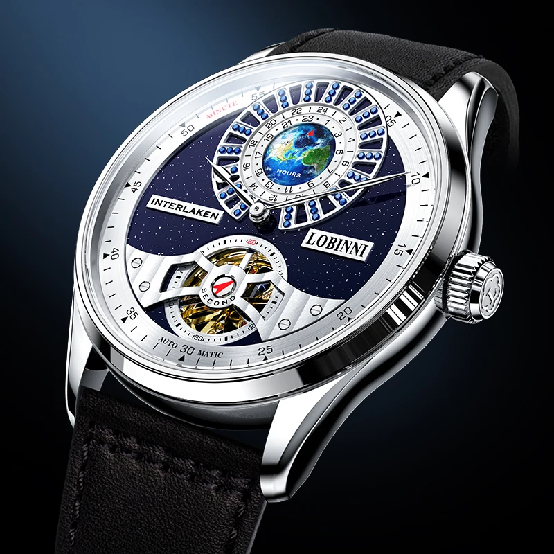 New LOBINNI Skeleton Automatic Mechanical Watches