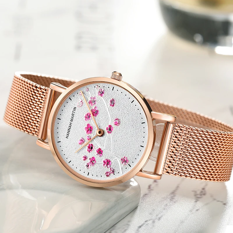 Hannah Martin 10D Red Plum Blossom Female Watch