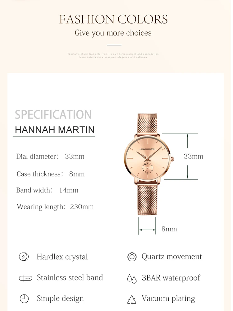 2021 New HM Simple Fashion Ladies Watches