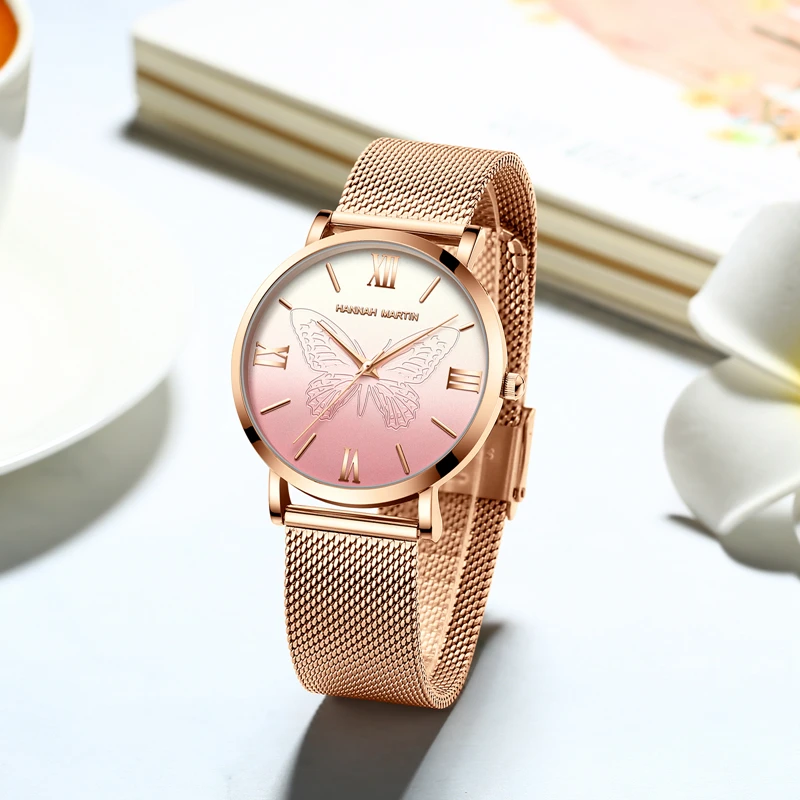 Women Watches Japan Quartz Movement with 3D Butterfly