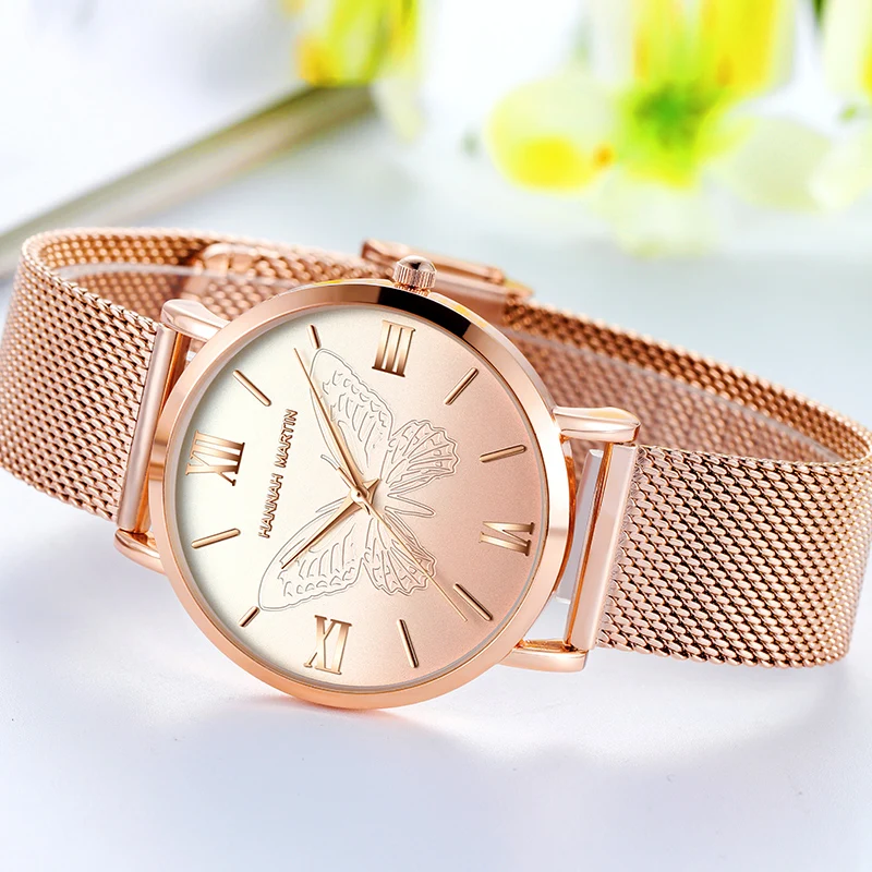 Women Watches Japan Quartz Movement with 3D Butterfly