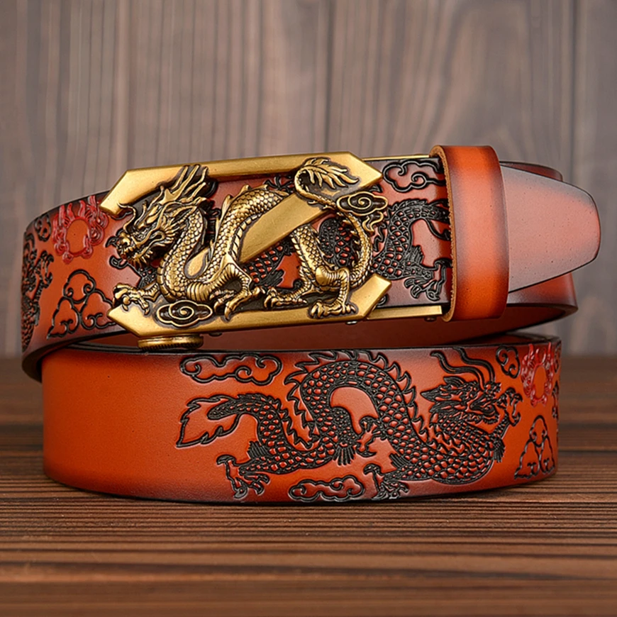 Z Dragon Buckle Automatic Leather Belts
